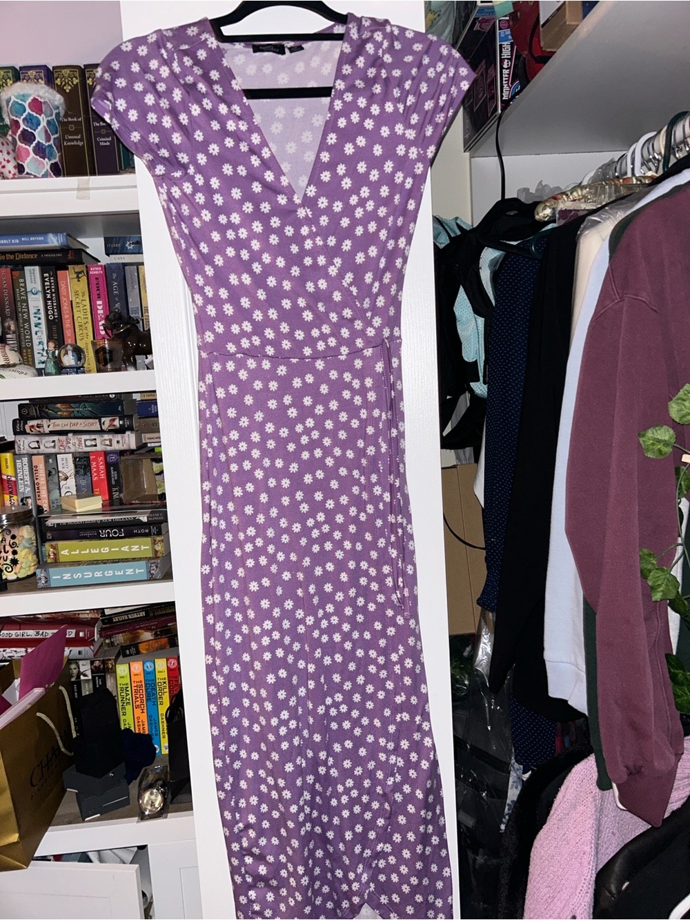 Rebel Sugar Lavender Floral Wrap Maxi Dress